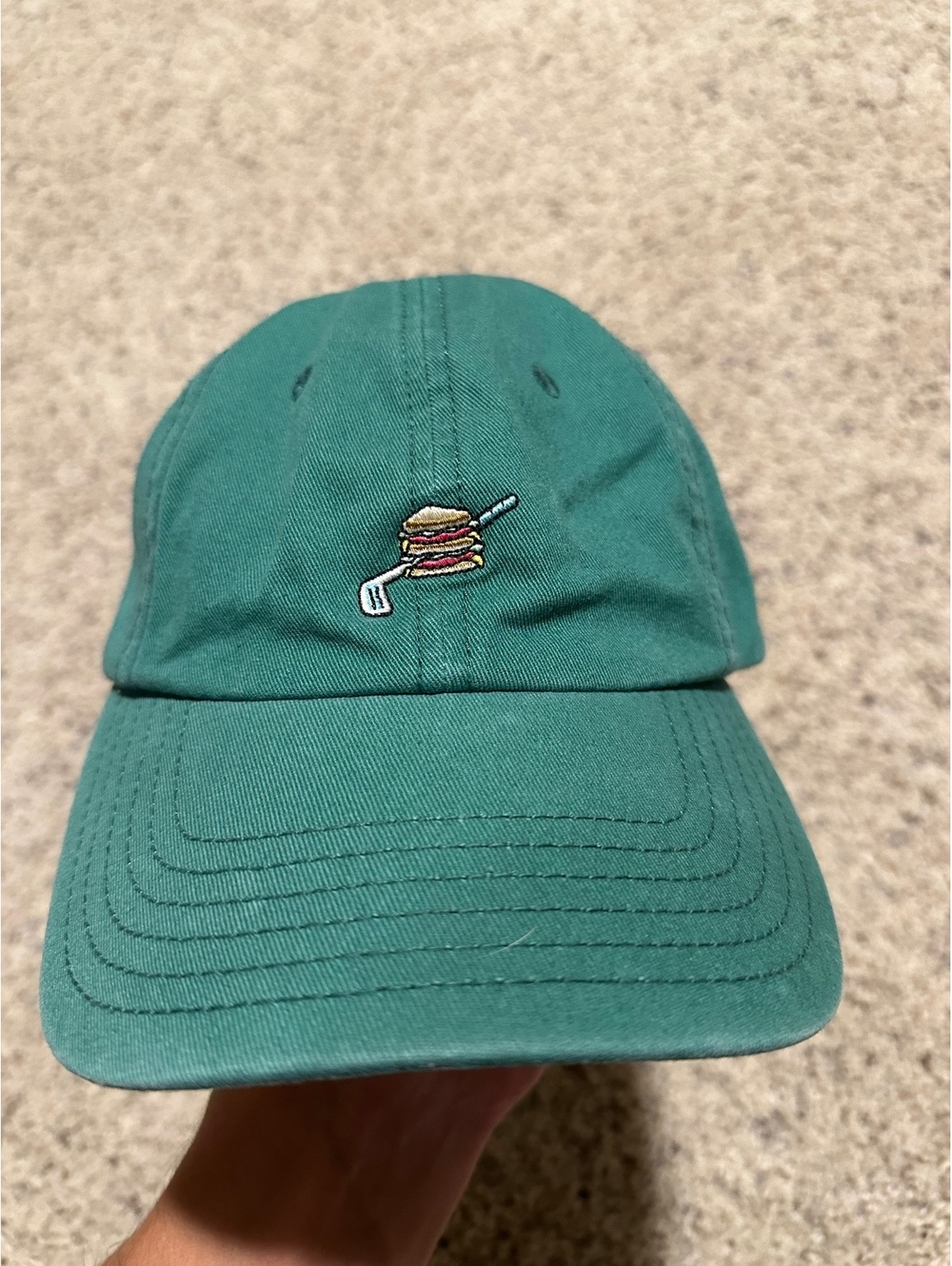 Vineyard Vines Green Cotton Baseball Cap with Burger and Golf Club Embroidery
